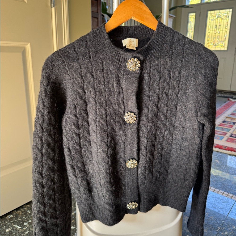 Kate spade Black Wool Sweater with Embellished Buttons